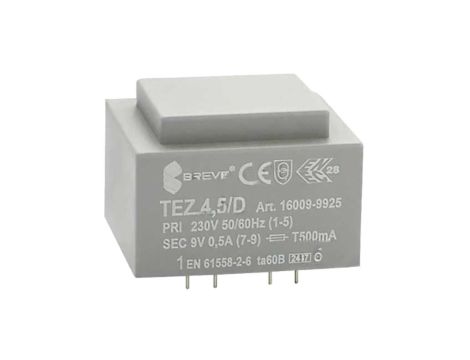 Transformator zalewany 4,5VA 0,5A 230VAC 9V 16009-9925