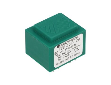 Transformator zalewany 2VA 133mA 230VAC 7,5V 16009-8986