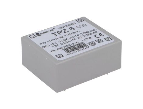 Transformator sieciowy 6VA 0,25A 115V AC, 230VAC 12V do druku 16012-8996