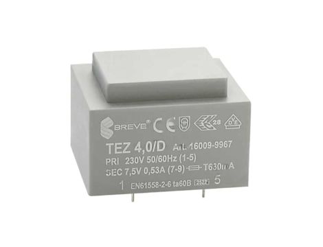 Transformator zalewany 4VA 533mA 230VAC 7,5V 16009-9967