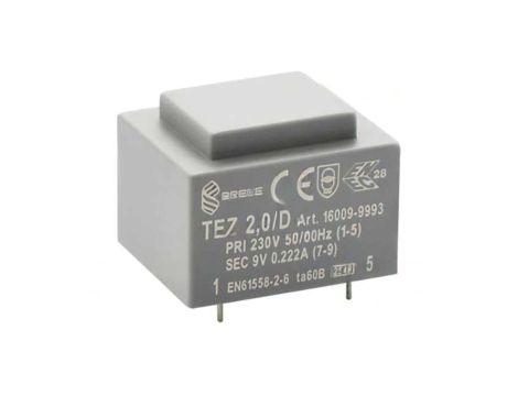 Transformator zalewany 2VA 222mA 230VAC 9V 16009-9993