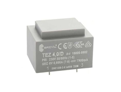 Transformator zalewany 4VA 0,667A 230VAC 6V 16006-9992