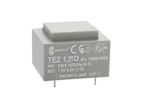 Transformator zalewany 1,5VA 0,2A 230VAC 7,5V 16009-9980