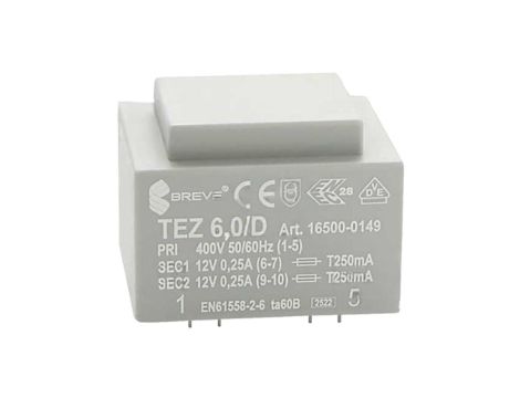 Transformator zalewany 6VA 0,25A 400VAC 12V 16500-0149