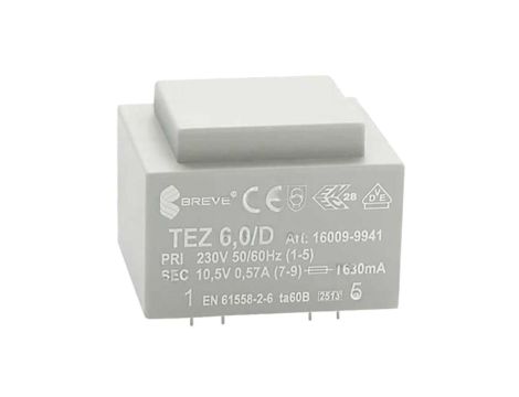 Transformator zalewany 6VA 571mA 230VAC 10,5V 16009-9941