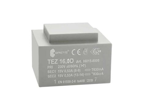 Transformator zalewany 16VA 533mA 230VAC 15V 16015-8995