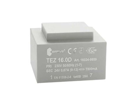 Transformator zalewany 16VA 0,667A 230VAC 24V 16024-9959