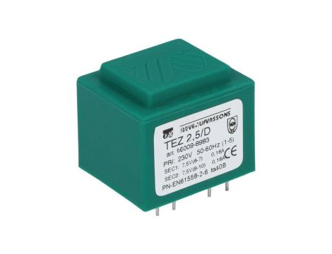 Transformator zalewany 2,5VA 167mA 230VAC 7,5V 16009-8983