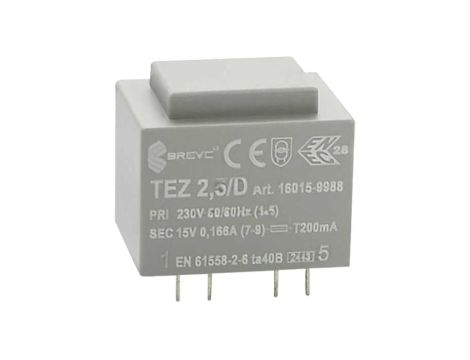 Transformator zalewany 2,5VA 167mA 230VAC 15V 16015-9988