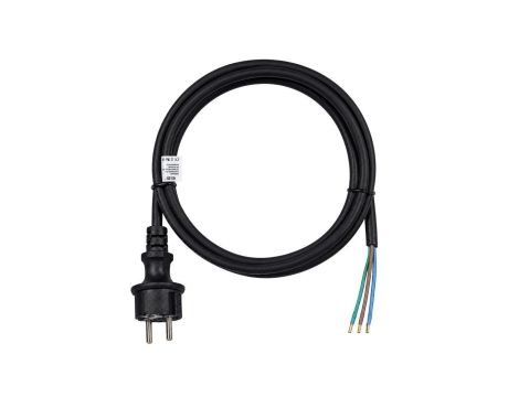 Przewód zasilający SPZ gumowy OW 3x1,5mm2 z wtyczką prostą 2P+Z Uni-Schuko czarny IP44 1,5m NEKU