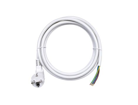 Przewód zasilający SPZ OWY (H05VV-F) 3x2,5mm2 biały 2,5m z wtyczką kątową Uni-Schuko do piekarników, płyt indukcyjnych NEKU