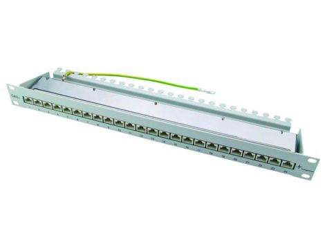 Patch Panel 19 nieekranowany 1U kat.6A 24 porty RJ45 z półką szary J02023A0051