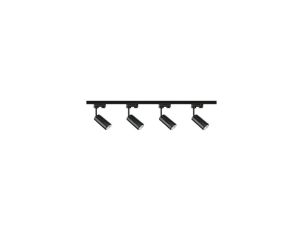 Zestaw oświetlenia szynowego 4x lampa BOLZANO Luxsystem-1F czarna z żarówką led gu10 5W 3000K + szynoprzewód 1m czarny LUX07379