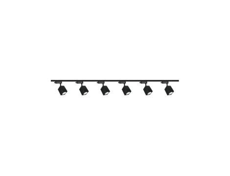 Zestaw 6x lampa OSCAR Track czarna z żarówką led gu10 PHILIPS 5W ciepła biała + szynoprzewód 2 x 2m kolor czarny