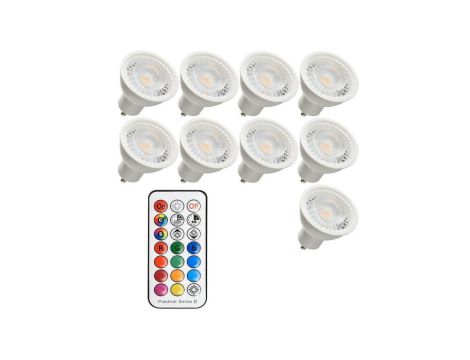 Zestaw 9 x żarówka led gu10 3,7W RGBWW + pilot