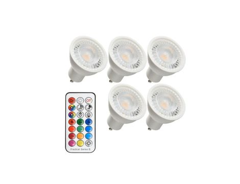 Zestaw 5 x żarówka led gu10 3,7W RGBNW + pilot