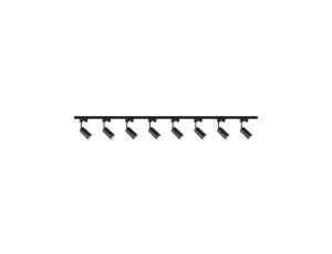 Zestaw oświetlenia szynowego 8x lampa BOLZANO Luxsystem-1F czarna z żarówką led gu10 5W 3000K + szynoprzewód 2 x 2m LUX07384