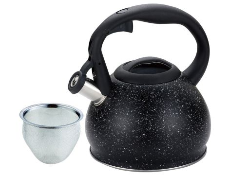 KINGHOFF CZAJNIK Z SITKIEM STAL 1,2L CZARNY MARMUREK - 3