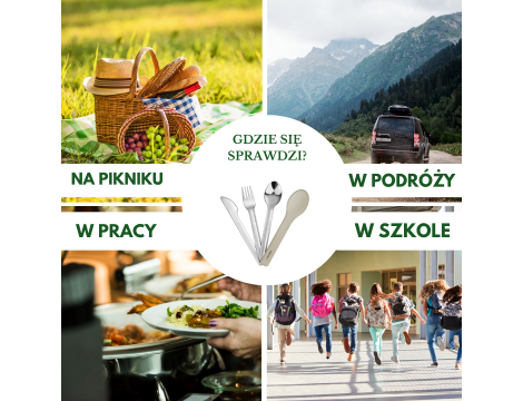 KINGHOFF SZTUĆCE TURYSTYCZNE ZESTAW 3w1 ZE STALI NIERDZEWNEJ W SILIKONOWYM ETUI