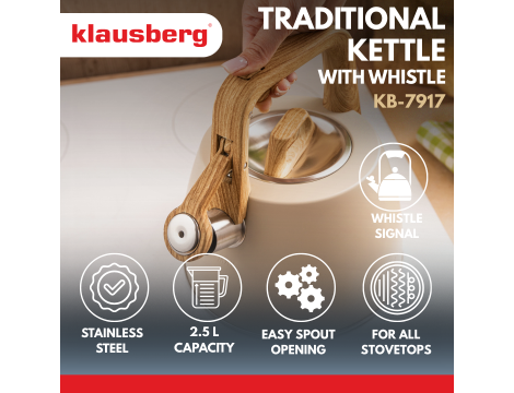 KLAUSBERG CZAJNIK TRADYCYJNY 2.5L BEŻOWY - 3