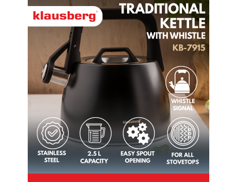 KLAUSBERG CZAJNIK TRADYCYJNY 2.5L CZARNY - 3