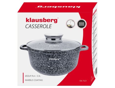 KLAUSBERG GARNEK Z POKRYWKĄ MARMUREK 22cm 3,3L STAL SZARY