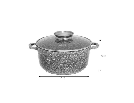 KLAUSBERG GARNEK Z POKRYWKĄ MARMUREK 22cm 3,3L STAL SZARY - 2