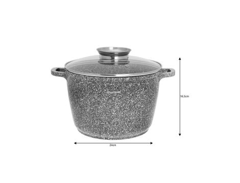 KLAUSBERG GARNEK Z POKRYWKĄ MARMUREK 24cm 6,2L STAL SZARY