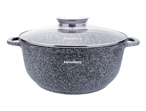 KLAUSBERG GARNEK Z POKRYWKĄ MARMUREK 26cm 5,6L STAL SZARY