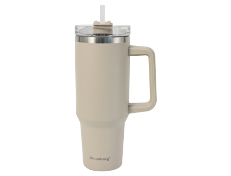 KLAUSBERG KUBEK TERMICZNY ZE SŁOMKĄ BEŻOWY  1100ml STAL NIERDZEWNA - 5