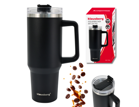 KLAUSBERG KUBEK TERMICZNY ZE SŁOMKĄ CZARNY  1100ml STAL NIERDZEWNA - 4