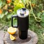 KLAUSBERG KUBEK TERMICZNY ZE SŁOMKĄ CZARNY  1100ml STAL NIERDZEWNA - 2
