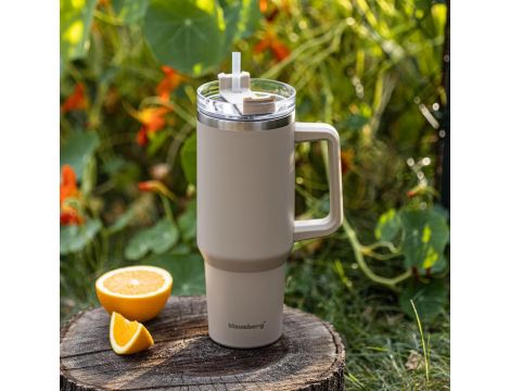 KLAUSBERG KUBEK TERMICZNY ZE SŁOMKĄ SZARY  1100ml STAL NIERDZEWNA - 4