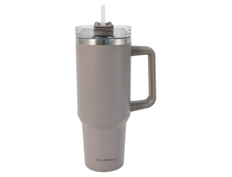 KLAUSBERG KUBEK TERMICZNY ZE SŁOMKĄ SZARY  1100ml STAL NIERDZEWNA - 5