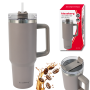 KLAUSBERG KUBEK TERMICZNY ZE SŁOMKĄ SZARY  1100ml STAL NIERDZEWNA - 2
