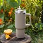KLAUSBERG KUBEK TERMICZNY ZE SŁOMKĄ SZARY  1100ml STAL NIERDZEWNA - 5