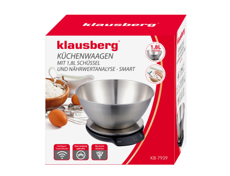 KLAUSBERG WAGA KUCHENNA DIETETYCZNA Z MISKA 1,8L  BLUETOOTH APLIKACJA - 3