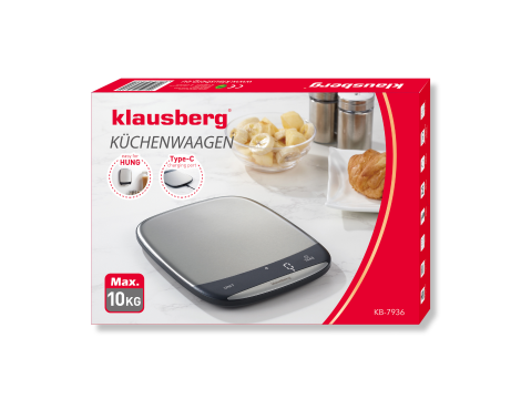 KLAUSBERG WAGA KUCHENNA LED 10kg DOKŁADNOŚĆ 1g USB-C TAROWANIE - 2