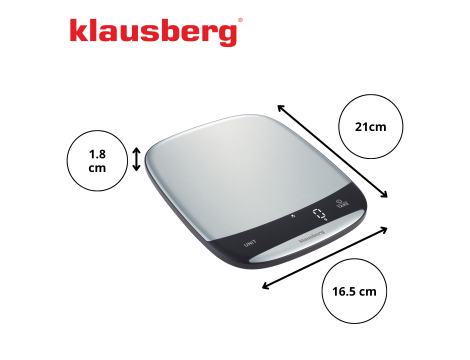 KLAUSBERG WAGA KUCHENNA LED 10kg DOKŁADNOŚĆ 1g USB-C TAROWANIE - 3