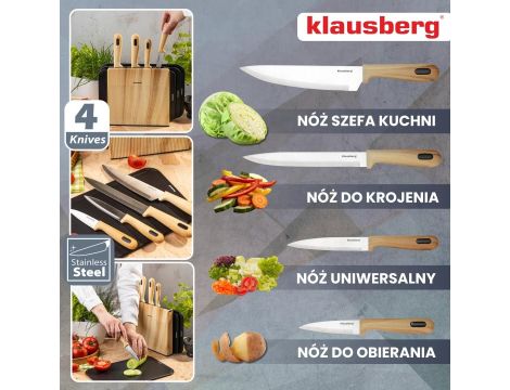 KLAUSBERG ZESTAW NOŻY I DESEK 8 ELEMENTÓW Z ORGANIZEREM DREWNIANYM STAL NIERDZEWNA - 2