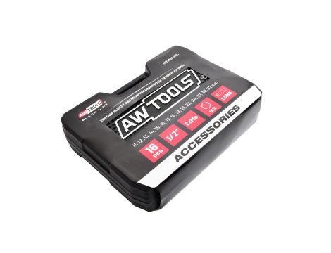 AWTOOLS ZESTAW NASADEK UDAROWYCH 1/2" 16cz. 11-32mm DŁUGIE BLACK LINE - 4