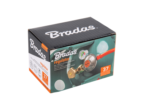 BRADAS REDUKTOR GAZOWY Z MANOMETREM I ZAWOREM BEZPIECZEŃSTWA EFV 37 mbar / 1,5 kg/h / 9 mm / PUDEŁKO - 3