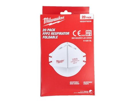 MILWAUKEE PÓŁMASKA SŁADANA FFP2 /20 szt. - 2