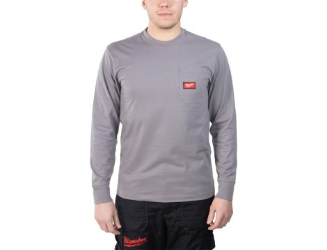 MILWAUKEE T-SHIRT Z KIESZONKĄ Z DŁUGIM RĘKAWEM - JASNOSZARY WTLSGR-XL