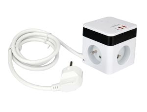 STHOR PRZEDŁUŻACZ KOSTKA Z USB 3G Z/U 1,5M