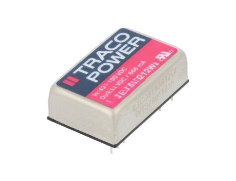 Przetwornica DC/DC, 8W, Uwej: 43...160VDC, Uwyj: 12VDC, Iwyj: 666mA TEN 8-7212WI