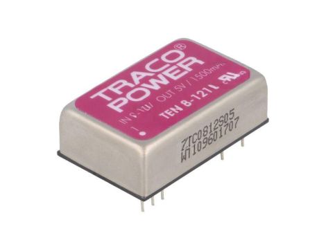 Przetwornica DC/DC, 8W, Uwej: 9...18VDC, Uwyj: 5VDC, Iwyj: 1500mA TEN 8-1211