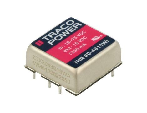 Przetwornica DC/DC, 20W, Uwej: 18...75VDC, Uwyj: 15VDC, Iwyj: 1330mA THN 20-4813WI
