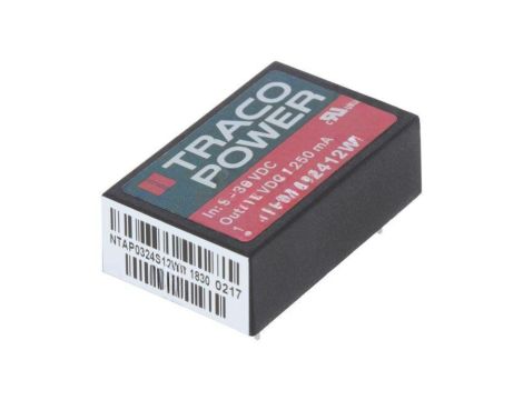 Przetwornica DC/DC, 3W, Uwej: 9...36VDC, Uwyj: 12VDC, Iwyj: 250mA THM 3-2412WI