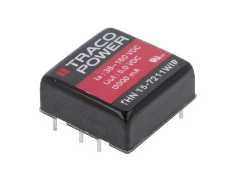 Przetwornica DC/DC, 15W, Uwej: 36...160VDC, Uwyj: 5VDC, Iwyj: 3000mA THN 15-7211WIR